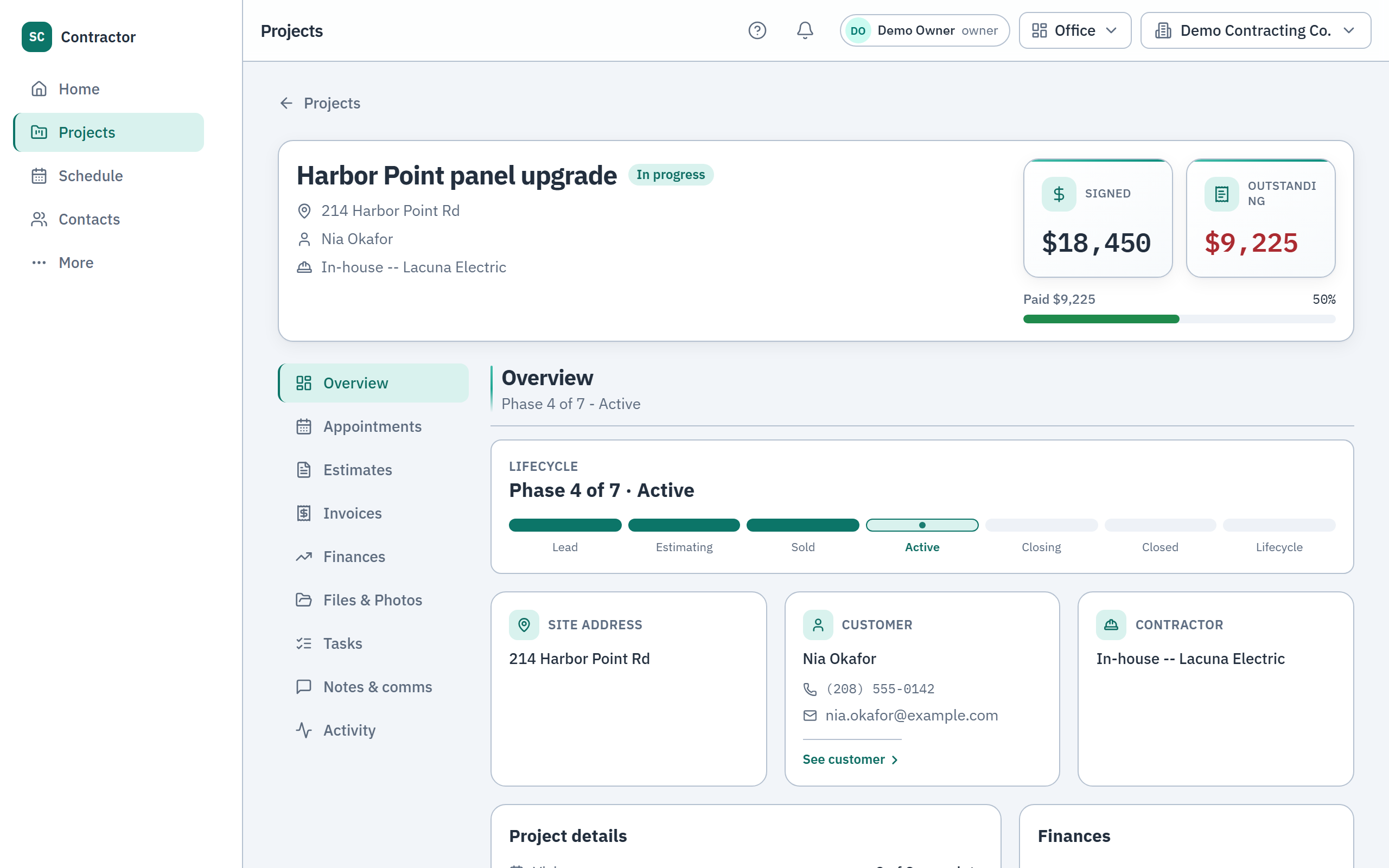 Every job, start to finish, in one console — Simple Contractor CRM on desktop and phone.