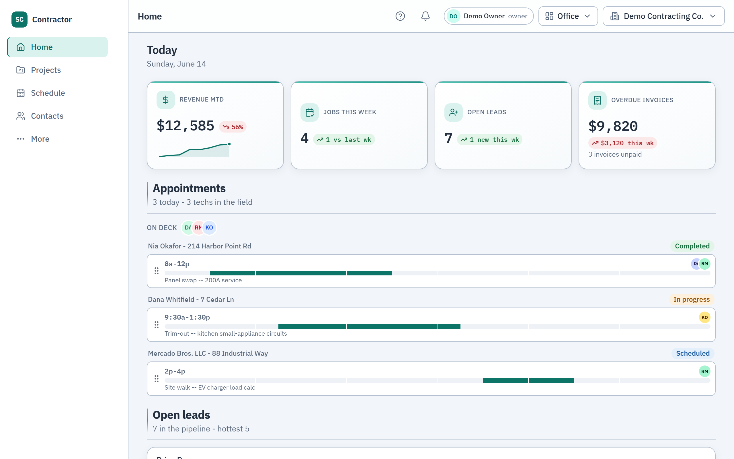 Know what you’re owed at a glance — Simple Contractor CRM on desktop and phone.